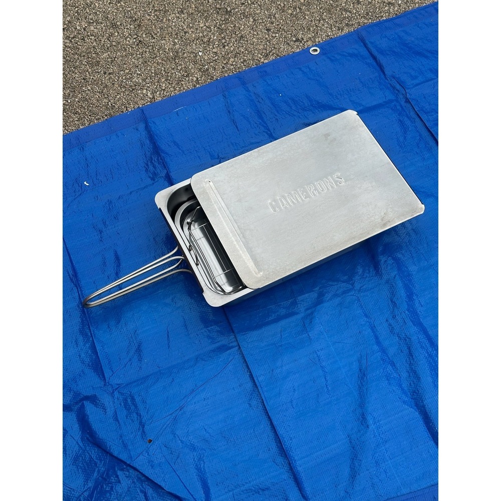 Cameron's Stainless Steel Smoker Box Roasting Pan w/ Rack & Lid - Usedβ Good